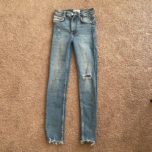 High rise skinny ripped jeans